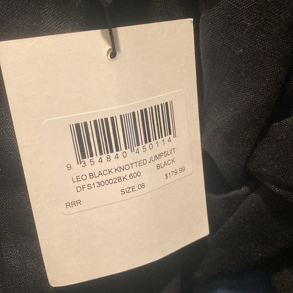 NWT DISSH Leo Black Linen Knotted Jumpsuit - Picture 6 of 8